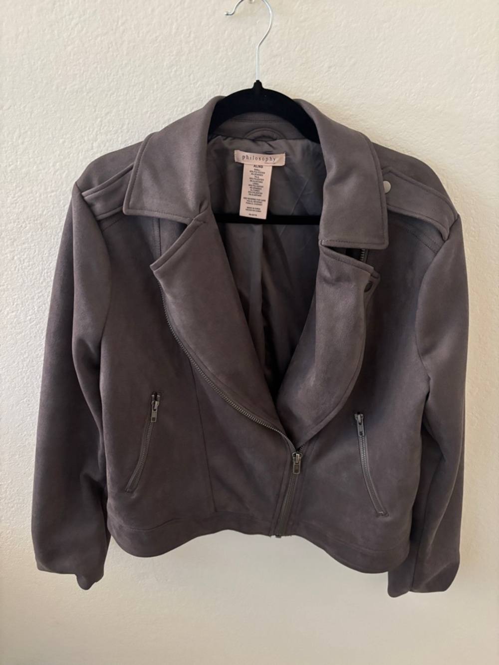 Philosophy Gray Suede Moto Jacket